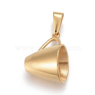 304 Stainless Steel Pendants, Cup, Golden, 27x17x16.5mm, Hole: 4.5x9.5mm(X-STAS-F252-28G)