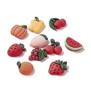 Opaque Resin Decoden Cabochons, Imitation Food, DIY Accessories, Grape & Strawberry & Watermelon & Peach & Orange & Pumpkin & Pepper, Mixed Color, 12~22x14~20x5~7mm(X-RESI-G031-16)