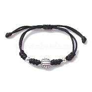 Adjustable Nylon Thread Braided Bead Bracelets, with Acrylic & Alloy Beads, Volleyball, Inner Diameter: 3-5/8 inch(9.3cm)(BJEW-JB10079-02)