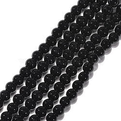 Synthetic Black Stone Beads Strands, Dyed, Round, Black, 4mm, Hole: 1mm, about 49pcs/strand, 7.8 inch(G-G088-4mm)