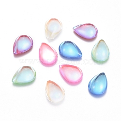 Transparent K9 Glass Cabochons, Flat Back, Teardrop, Mixed Color, 14x10x4.5mm(X-GGLA-L029-05D-M02)