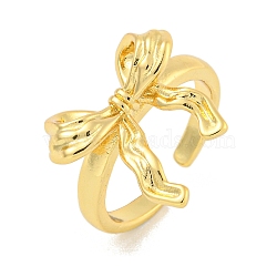 Rack Plating Bowknot Brass Finger Rings for Women, Cadmium Free & Lead Free, Long-Lasting Plated, Real 18K Gold Plated, Adjustable(RJEW-C103-03G)