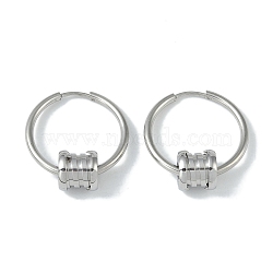 Non-Tarnish 304 Stainless Steel Earrings, Hoop Earrings, Column, Stainless Steel Color, 27x24.5mm(EJEW-U004-05P)