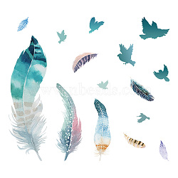 PVC Wall Stickers, Wall Decoration, Feather Pattern, 840x390mm, 2pcs/set(DIY-WH0228-598)