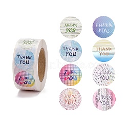 Thank You Stickers Roll, Self-Adhesive Stickers, Flat Round, for Presents Decoration , Word, 2.5x0.02cm, 500pcs/roll(DIY-P058-B01)