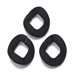 Spray Painted CCB Plastic Linking Rings, Quick Link Connectors, For Jewelry Curb Chains Making, Twist, Black, 48.5x40.5x10mm, Inner Diameter: 22x25mm(CCB-R104-01C-01)