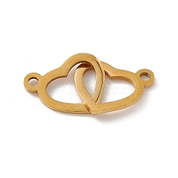 304 Stainless Steel Connector Charms, Double Heart Links, Golden, 12x20x1mm, Hole: 1.6mm(STAS-E179-09G)