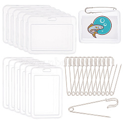 Olycraft 12Pcs 2 Styles Clear Plastic ID Card Holder, Name Key Card Tag Holder, Rectangle, with 12Pcs Iron Safety Pins, Clear, 101~111.5x69~79x5mm, Hole: 5~6x16mm, 6pcs/style(DIY-OC0011-03)