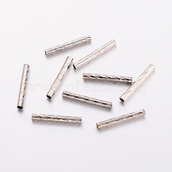 Brass Tube Beads, Straight, Nickel Free, Platinum Color, Size: about 2mm in diameter,15mm long, hole: 1mm(X-EC057S2x15mm-NF)