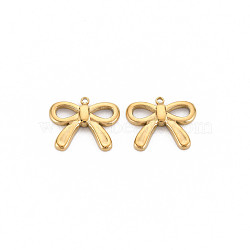 Ion Plating(IP) 304 Stainless Steel Charms, Bowknot, Real 14K Gold Plated, 12.5x15x2mm, Hole: 1.2mm(STAS-N097-167)