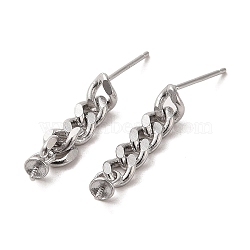 925 Sterling Silver Dangle Stud Earrings, Platinum, 23x3mm, Pin: 11x0.7mm(STER-Z007-02P)