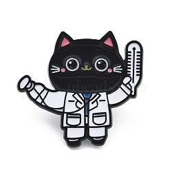 Dactor Theme Enamel Pins, Alloy Brooches for Backpack Clothes, Cat Shape, 29.5x31.5mm(JEWB-R054-02EB-02)