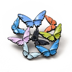Butterfly Enamel Pin, Electrophoresis Black Alloy Badge for Backpack Clothes, Cadmium Free & Lead Free, Sky Blue, 36x40x3mm, Pin: 0.7mm(JEWB-I019-20A)