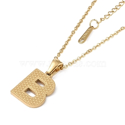 Ion Plating(IP) Initial Letter 304 Stainless Steel Pendant Necklaces, Real 18K Gold Plated, Letter B, 15.87 inch(40.3cm), Pendant: about 17x12.5mm(NJEW-M199-01G-B)