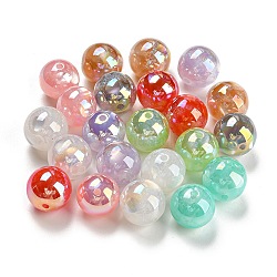 UV Plating Iridescent Acrylic Beads, Round, Mixed Color, 16mm, Hole: 2mm(MACR-K353-30)