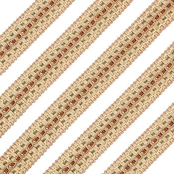 Polyester Ribbons, Jacquard Ribbon, Tyrolean Ribbon, Curtain, Garment Accessories, Light Salmon, 1 inch(26mm), about 13.12 Yards(12m)/Card