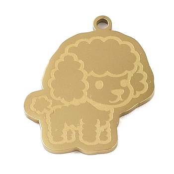 304 Stainless Steel Pendants, Poodle Charm, Golden, 24.5x20.5x1.5mm, Hole: 1mm