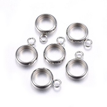201 Stainless Steel Tube Bails, Loop Bails, Ring, Stainless Steel Color, 11x8x2.5mm, Hole: 2mm, Inner Diameter: 6mm