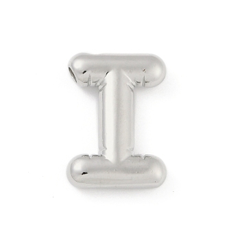 Rack Plating Brass Pendants, Long-Lasting Plated, Lead Free & Cadmium Free, Platinum, Letter I, 17.5x12x4mm, Hole: 1.8mm