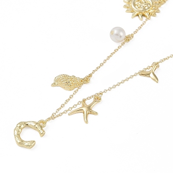 Bohemian Summer Beach Style 18K Gold Plated Shell Shape Initial Pendant Necklaces