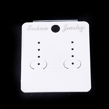 Rectangle Plastic Earring Display Cards, White, 51x45mm
