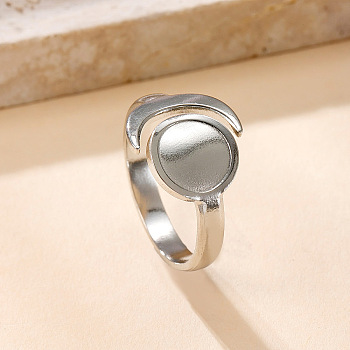 304 Stainless Steel Cuff Rings, Stainless Steel Color, Flat Round, Inner Diameter: Adjustable