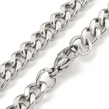 Non-Tarnish 201 Stainless Steel Cuban Link Chain Necklaces for Women and Men, Stainless Steel Color, 21.65 inch(55cm)