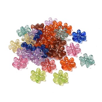 Transparent with Glitter Acrylic Beads, Flower, Mixed Color, 16.5x15x5mm, Hole: 1.5mm, about 1000pcs/500g