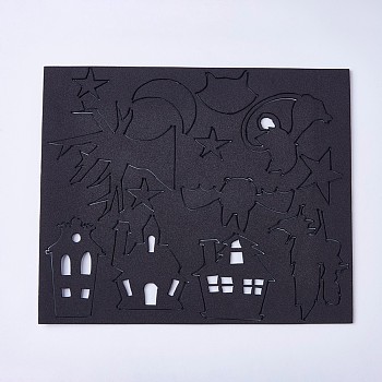 Sponge EVA Sheet Foam Paper Sets, With Adhesive Back, Kids Handmade DIY Scrapbooking Craft, Halloween Theme, Black, 19.6x16.2x0.19cm