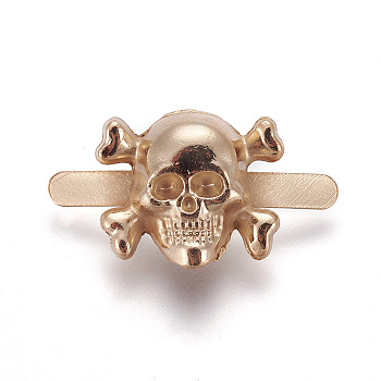 Zinc Alloy Shoe Buckle Clips, for Shoes Bag Decoration, Purse Hardware Accessoriess, Skull, Light Gold, 11.5x22~23x5mm
