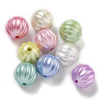 Acrylic Imitation Pearl Beads, Pumpkin, Mixed Color, 11x11mm, Hole: 1.5mm, 666pcs/500g
