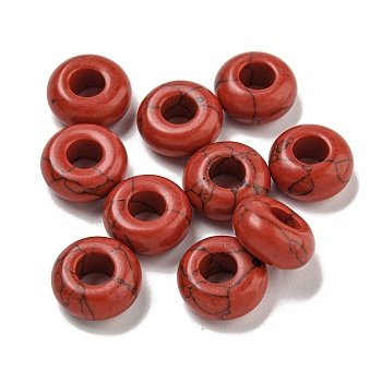 Dyed Synthetic Red Turquoise Beads, Rondelle, 10x4.5mm, Hole: 3.5mm