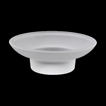 Glass Soap Dish Tray, Flat Round, White, 110x37.5mm, Inner Diameter: 100mm