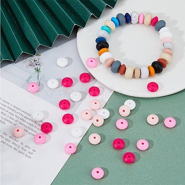 80Pcs 2 Bags Rondelle Food Grade Eco-Friendly Silicone Focal Beads(SIL-DC0001-39A)-5