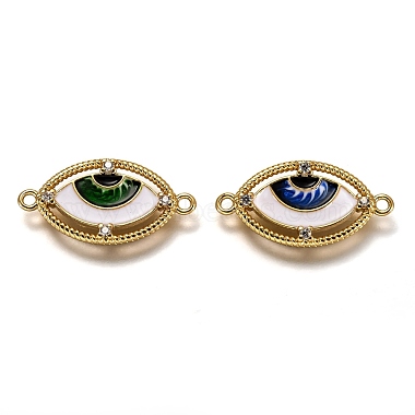 Real 18K Gold Plated Mixed Color Eye Brass+Cubic Zirconia+Enamel Links