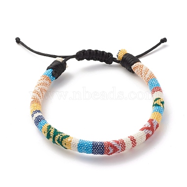 Bracelet de perles tressées en tissu tribal ethnique(BJEW-JB07483)-5