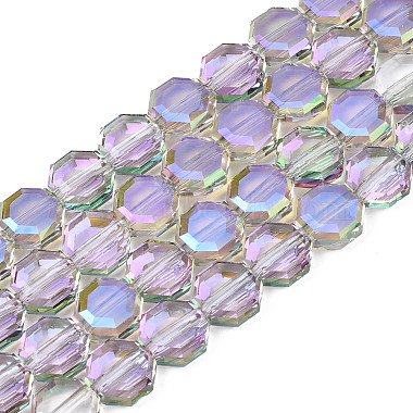 Lilac Octagon Glass Beads