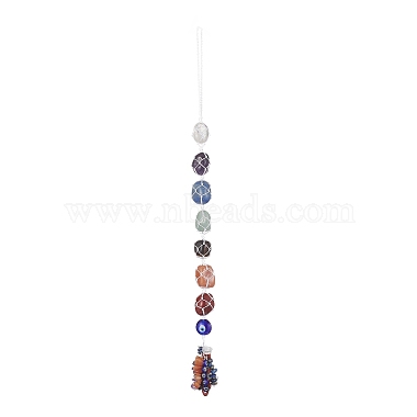 7 Chakra Nuggets Natural Gemstone Pocket Pendant Decorations(HJEW-JM01049-02)-2