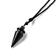 Gemstone Cone Pendant Necklace with Nylon Cord for Women(G-A210-05)-4