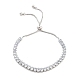 Brass Pave Clear Cubic Zirconia Teardrop Box Chain Slider Bracelets(BJEW-YWC0002-07P)-1