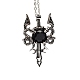 Natural Obsidian Dragon Sword Pendant Necklace(G-PW0004-67D)-1