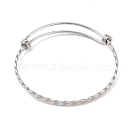 304 Stainless Steel Expandable Bangles for Women, Twist, Stainless Steel Color, 1/8 inch(0.35cm), Inner Diameter: 2-1/4 inch(5.6cm)(STAS-XCP0001-95)
