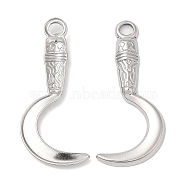 304 Stainless Steel Pendants, Sickle Charm, Stainless Steel Color, 28.5x12x2mm, Hole: 2mm(STAS-Z041-30P)