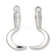 Non-Tarnish 304 Stainless Steel Pendants, Sickle Charm, Stainless Steel Color, 28.5x12x2mm, Hole: 2mm(STAS-Z041-30P)