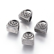 304 Stainless Steel European Bead Rhinestone Settings, Large Hole Beads, Bag, Antique Silver, 11x10x7.5mm, Hole: 4.5mm; Fit For 1mm Rhinestone(STAS-I120-86AS)