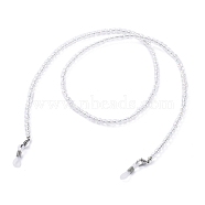 Eyeglasses Chains, Neck Strap for Eyeglasses, with Transparent Acrylic Round Beads, 304 Stainless Steel Lobster Claw Clasps and Rubber Loop Ends, Clear AB, 27.75 inch(70.5cm)(AJEW-EH00270)