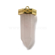 Natural Rose Quartz Pointed Pendants, Faceted Bullet Charms with Golden Plated 304 Stainless Steel Findings, 26~26.5x11.5x10mm, Hole: 1.4mm(STAS-K273-03G-01)