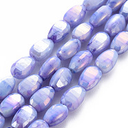 Opaque Baking Painted Crackle Glass Beads Strands, Faceted, AB Color Plated, Melon Seeds, Medium Slate Blue, 9x6x4.5mm, Hole: 1.2mm, about 50pcs/strand, 17.32 inches(44cm)(EGLA-S174-21C)