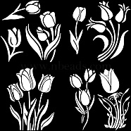 4Pcs 4 Styles PET Waterproof Self-adhesive Car Stickers, Reflective Decals for Car, Motorcycle Decoration, Tulip, 200x200mm, 1pc/style(DIY-WH0308-225A-036)