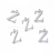 304 Stainless Steel Charms, Greek Alphabet, Stainless Steel Color, Letter.Z, 14x9.5x1mm, Hole: 1.2mm(STAS-K215-17P)